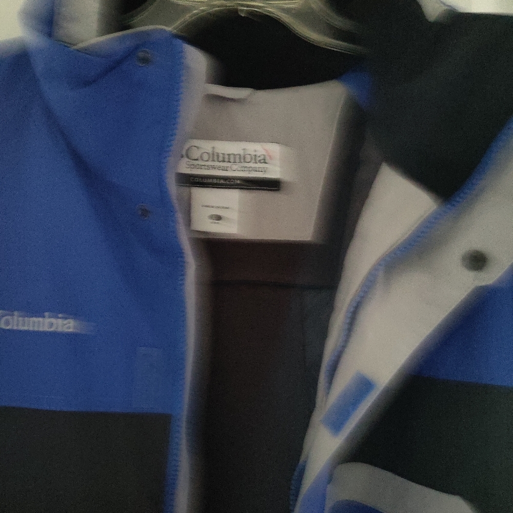 Columbia Goodfair Mens Blue Black Core Interchange Windbreaker Hooded Sz L - Picture 5 of 16